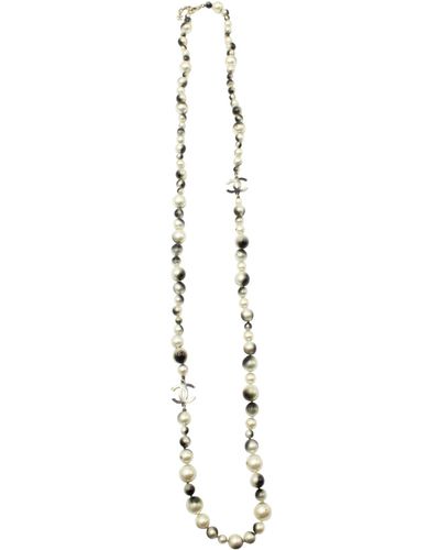 Chanel Faux Pearl Long Necklace - White
