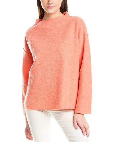 Eileen Fisher Funnel Neck Boxy Wool Pullover - Orange