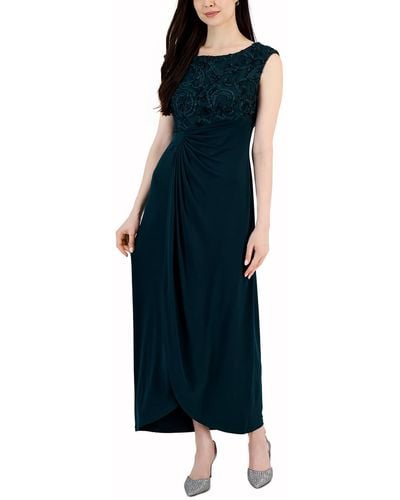 Connected Apparel Textured Ruched Semi-formal Dress - Blue