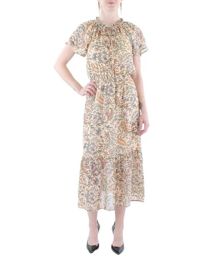 INC Chiffon Floral Midi Dress - Natural