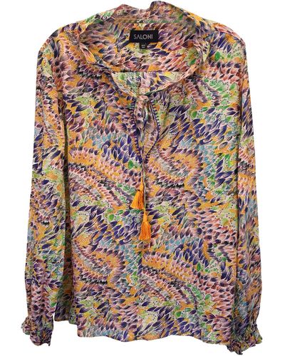 Saloni Tassel Detail Printed Blouse In Multicolor Silk