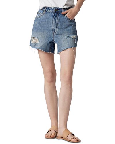 Joie Greer Ripped Frayed Hem Cutoff Shorts - Blue