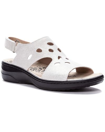 Propet Gabbie Leather Shimmer Slingback Sandals - White