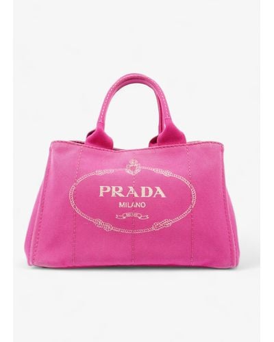Prada Canapa Handbag Canvas Tote Bag - Pink