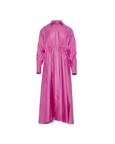 Devotion Twins Agios Nikias Cotton Sateen Shirt Dress - Pink
