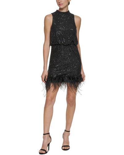 Eliza J Petites Sequined Mini Cocktail And Party Dress - Black