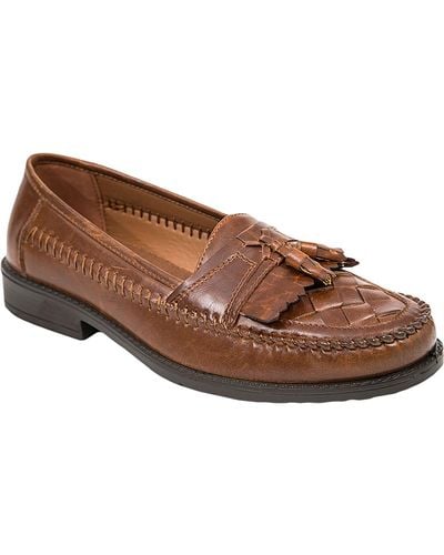 Deer Stags Herman Woven Faux Leather Tassel Loafers - Brown