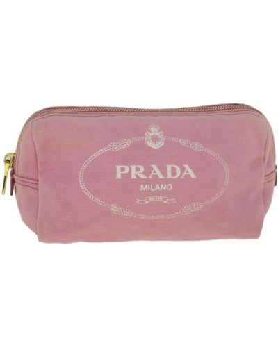 Prada Canvas Clutch Bag (pre-owned) - Pink