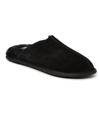 Dearfoams Bradford Genuine Suede Closed Toe Scuff - Black