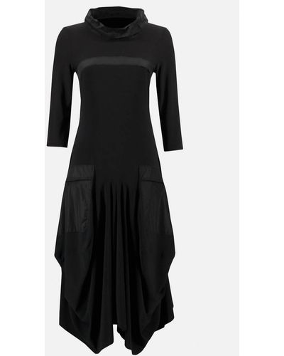 Joseph Ribkoff Cowl Neck Cocoon Dress With Pockets - Black
