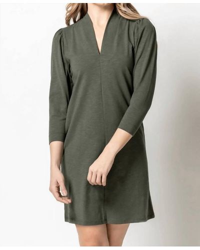 Lilla P Split Neck Dress - Green