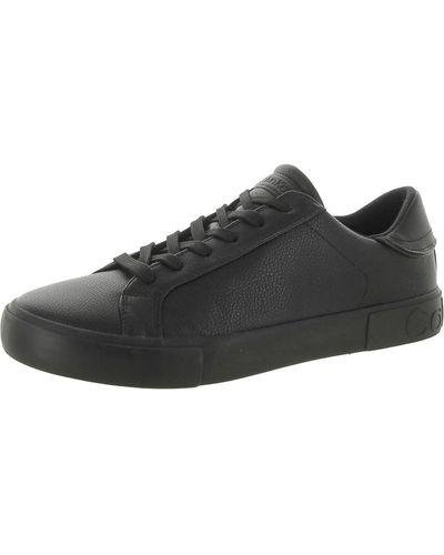Calvin Klein Reon Faux Leather Lace Up Casual And Fashion Sneakers - Black