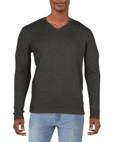 Alfani V-neck Ribbed Trim Sweater - Black
