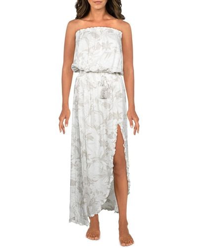 Surf Gypsy Floral Smocked Dress Swim Cover-up - White