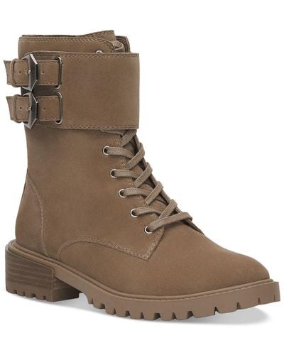Vince Camuto Fawdry Suede Buckle Combat & Lace-up Boots - Brown