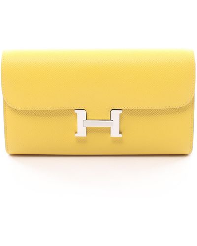 Hermès Constance Long Too Go Jaune Naple Shoulder Bag Veau Epsom Silver Hardware B Stamp - Yellow
