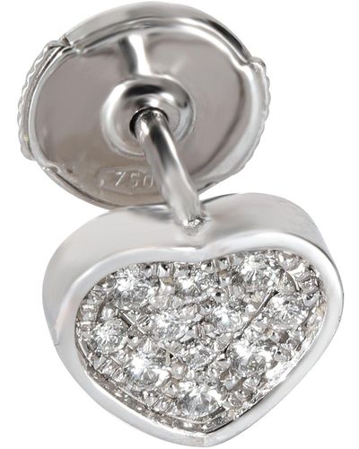 Chopard 18k White Gold My Happy Hearts Diamond Single Stud Earring - Gray