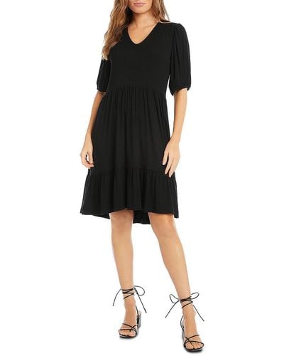 Karen Kane Tiered Mini Fit & Flare Dress - Black