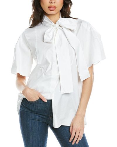 Carolina Herrera Wide Sleeve Bib Shirt - White