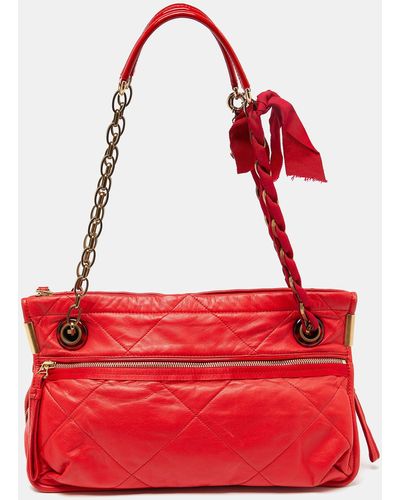 Lanvin Quilted Leather Amalia Shoulder Bag - Red