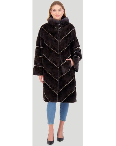 Gorski Mink Sections Short Coat - Black