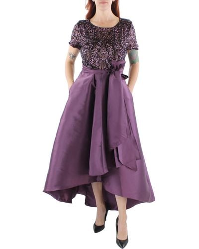 R & M Richards Sequined Hi-low Party Dress - Purple