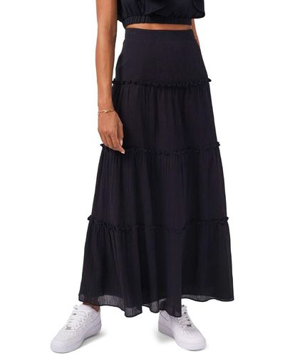 1.STATE Cotton Tiered Maxi Skirt - Black