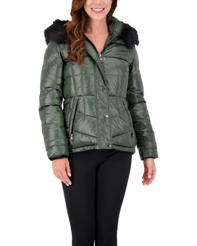 Vince Camuto Down Cold Weather Puffer Jacket - Green
