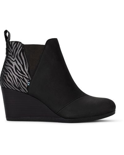 TOMS Kelsey Metallic Animal Print Ankle Boots - Black