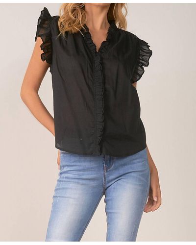 Elan Sleeveless Ruffle Top - Black