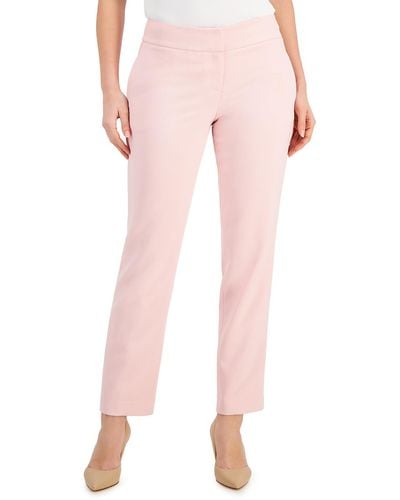Kasper High Rise Solid Ankle Pants - Pink