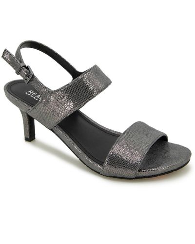 Kenneth Cole Dee Two Band Faux Leather Buckle Slingback Sandals - Metallic