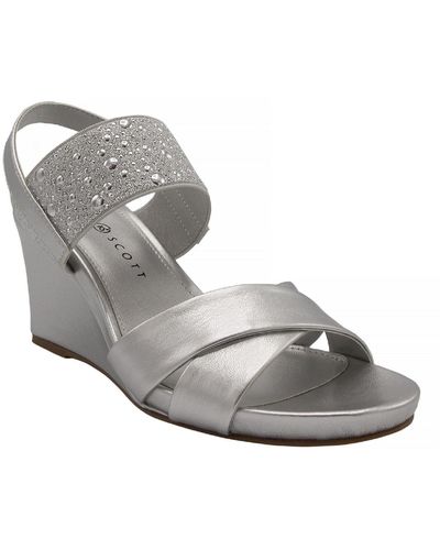 Karen Scott Parrisa Faux Leather Slide On Heel Sandals - Gray