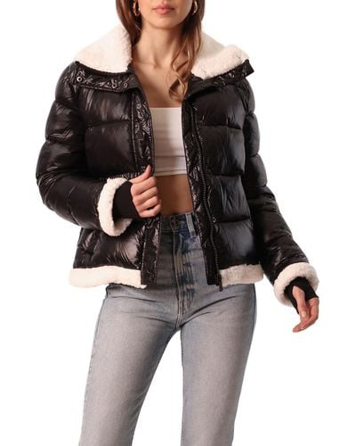Avec Les Filles Quilted Cold Weather Puffer Jacket - Black