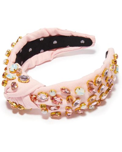 Lele Sadoughi Glittering Crystal Woven Knotted Headband - Pink