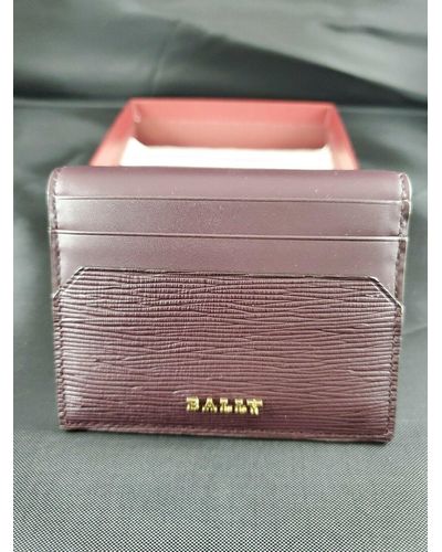 Bally Lalder 6219177 Merlot Leather Card Id Bifold Wallet - Gray