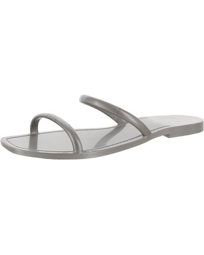 Aqua Metallic Slip On Jelly Sandals
