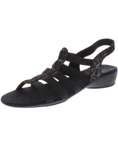 Munro Darian Ii Metallic Slingback T-strap Sandals - Black