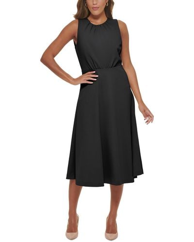 Calvin Klein Sleeveless Open Back Midi Dress - Black
