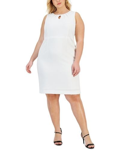 Kasper Plus Business Short Sheath Dress - White