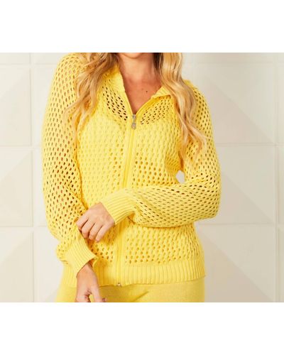 French Kyss Crochet Zip Hoodie - Yellow