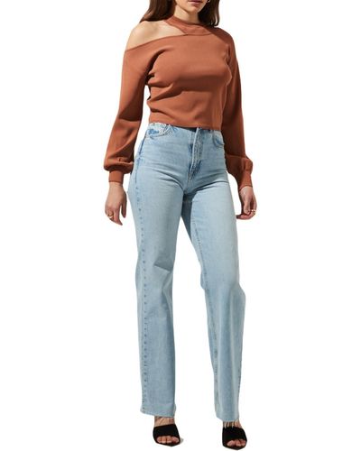 Astr Cut-out Cropped Pullover Sweater - Blue