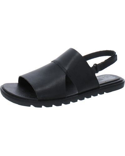 Sorel Ella Ii Leather Comfort Slingback Sandals - Black