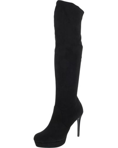 Thalia Sodi Clarissa Faux Suede Tall Over-the-knee Boots - Black