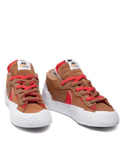 Nike Blazer Low Dd1877-200 Sacai British Tan & White Sneaker Shoes Cg425 - Red