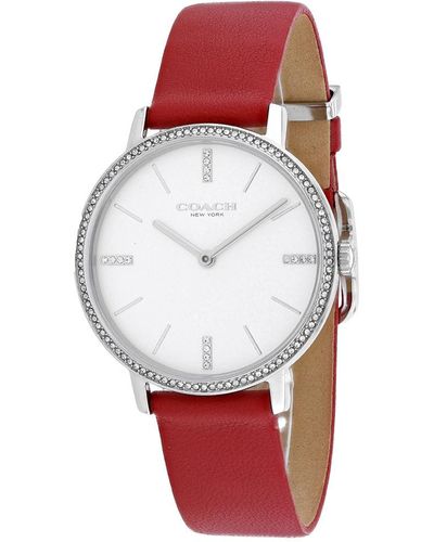 COACH White Dial Watch - Red