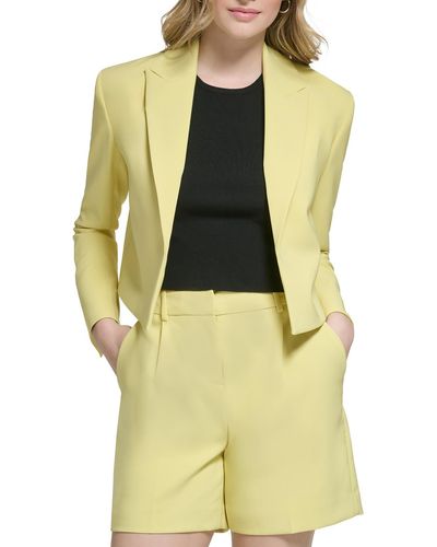 Calvin Klein Crepe Business Open-front Blazer - Yellow