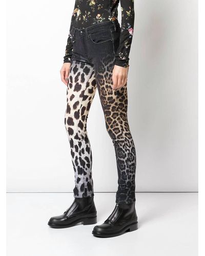 R13 Alison Skinny Leopard Jean - Black