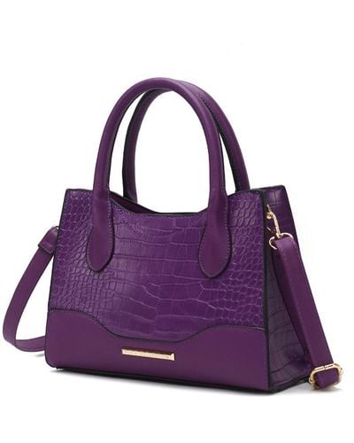 MKF Collection by Mia K Gili Crocodile Embossed Vegan Leather Tote Handbag By Mia K. - Purple