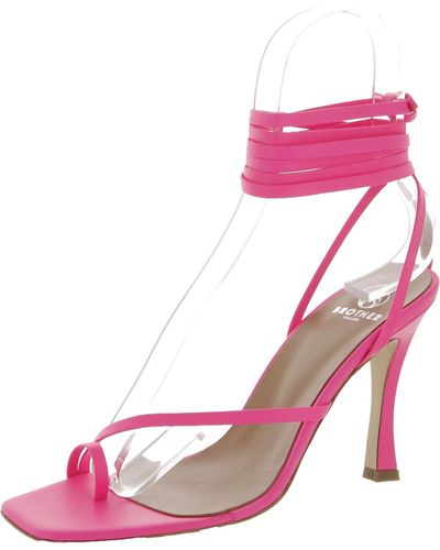 Brother Vellies Bike Shoe Leather Open Toe Pumps - Pink
